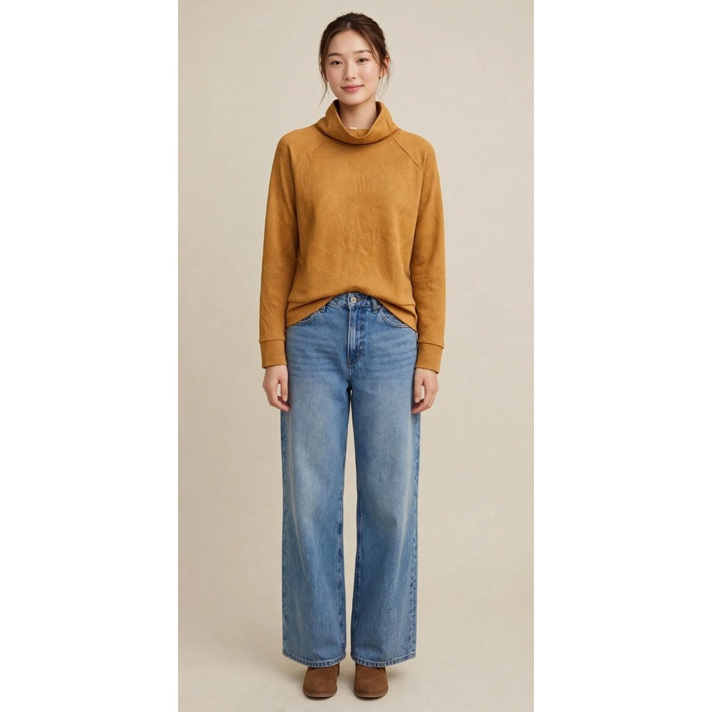 Mustard yellow RBX textured pullover sweatshirt Top high mock neck Size XL